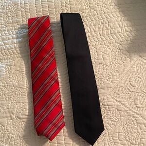 Classic Red Striped and Black Tie Set